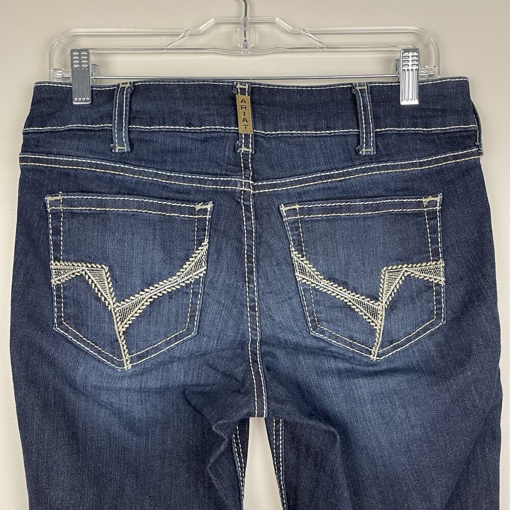 Ariat REAL Perfect Rise Arrow Danna Jeans Womens 29S Dark Wash Split Hem Cowgirl - Picture 11 of 16